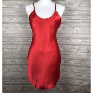 Vintage Womens Small Today tonight Red Satin Slip Dress Lingerie Romantic Sexy